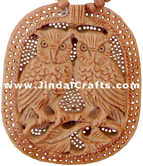 Hand Carved Wooden Necklace India Traditional Jewelry