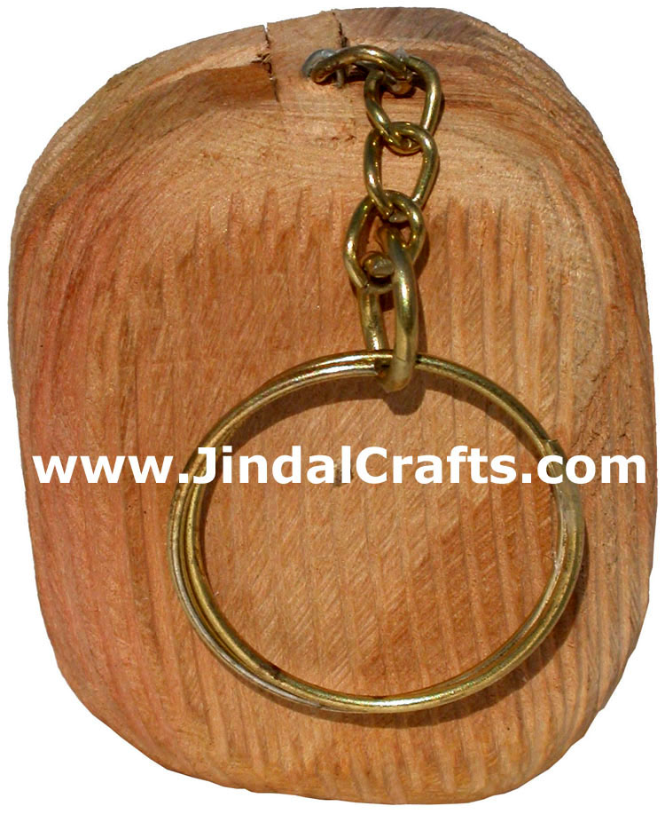 Hand Carved Surprise Wood Ladybird Key Chain Ring India Art