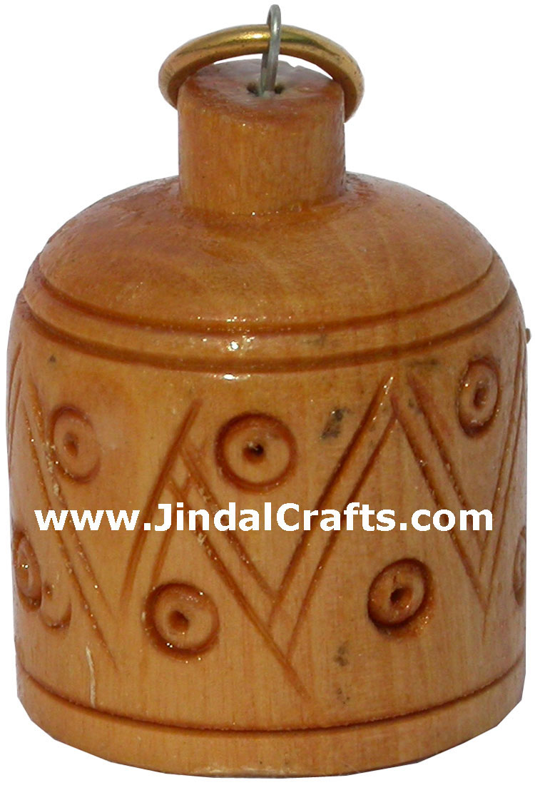 Hand Carved Wooden Container Key Chain Ring India Art Crafts Handicrafts Unique