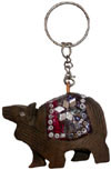 Hand Carve Camel with Lac Work Key Chain Ring India Art