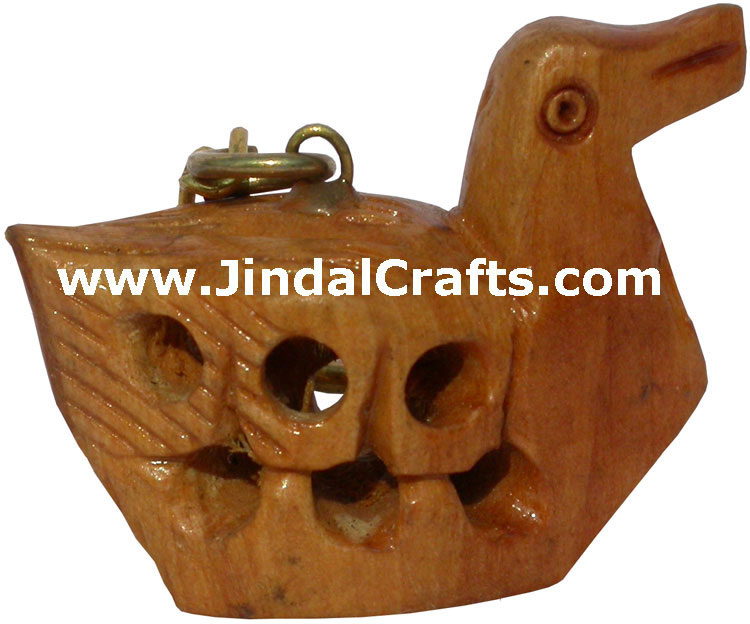 Handmade Wooden Hollow Duck Key Chain Ring India Crafts Birds Handicrafts Unique