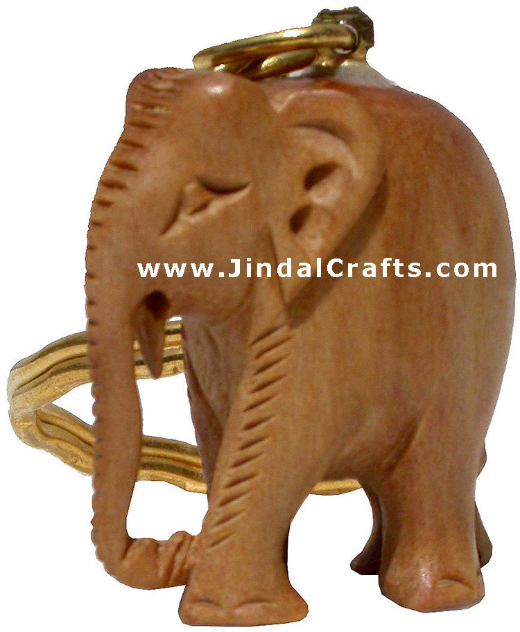 Sandal Wood Hand Carved Elephant Key Chain Hundu Crafts