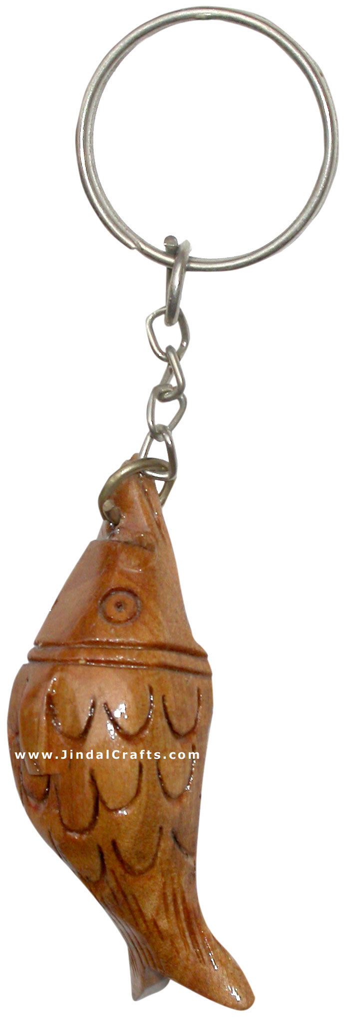 Handcarved Wooden Fish Key Chain Key Ring Gift Art