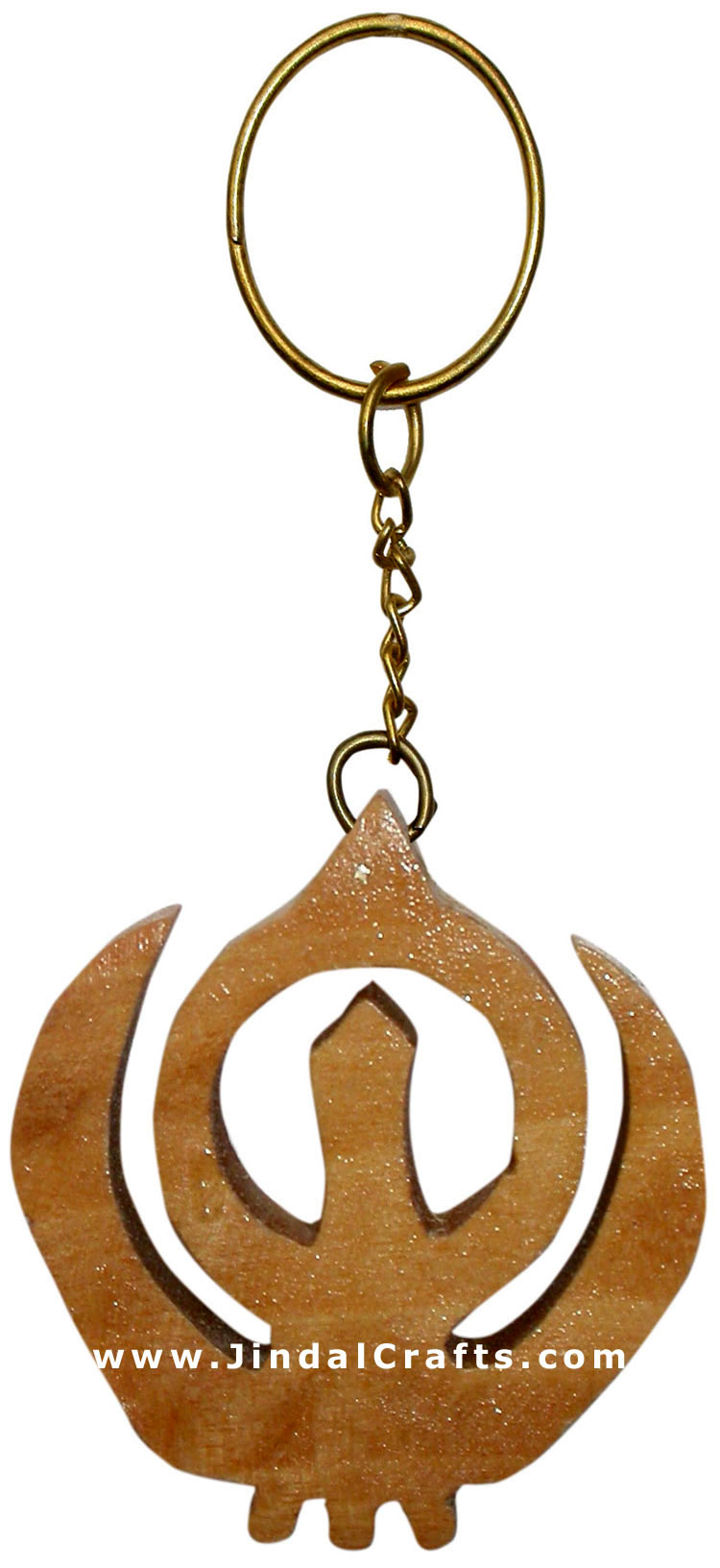 Handcarved Wooden Sikh Symbol Key Chain Key Ring Gift