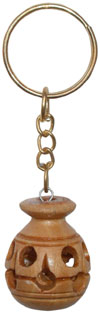 Handcarved Wooden Key Chain Key Ring Indian Trible Art