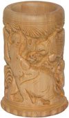 Hand Carved Kadam Wood Jungle Pen Holder Carving Handicraft Artifact Craft India