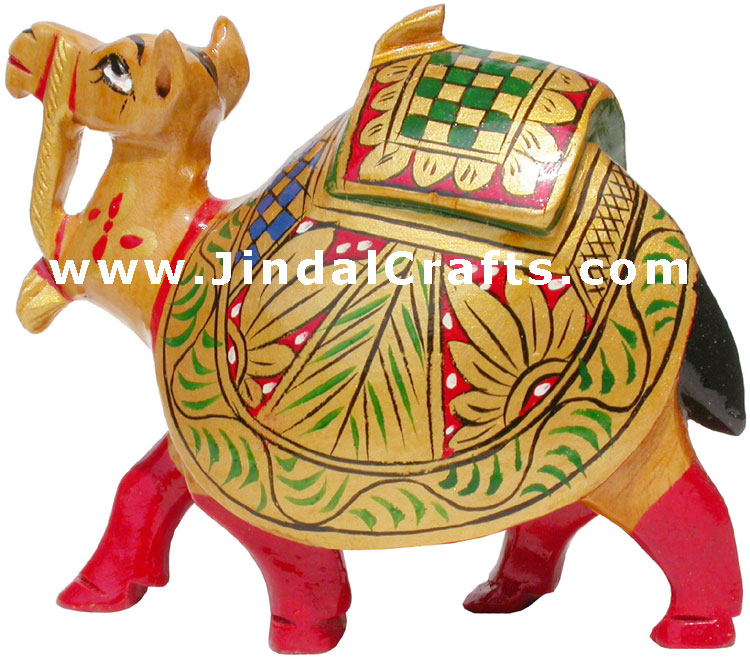 Royal Wooden Camel - Hand Painted, Hand Carved Animal