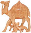 Handcrafted Wooden Camel Family - Animal Sculpture Art