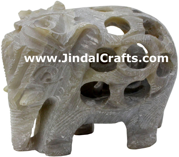Baby Elephant - Hand Carved Soft Stone Animals Figurine