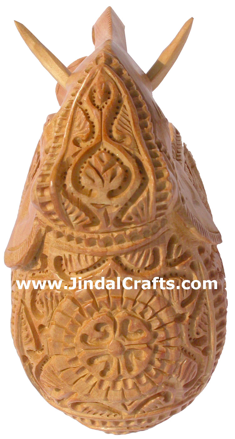 Handcarved Wooden Elephant Figurines Detailed Carving India Handicrafts Artifact