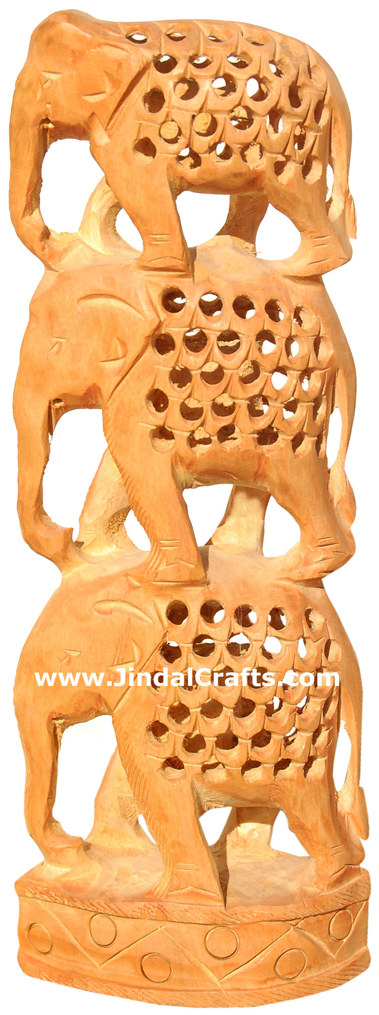 Hand Carved Wooden Elephant Tower India Artifacts Arts