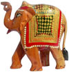 Hand Carved Wooden Painted Elephant India Artifacts Art