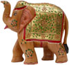 Elephant - Gold Painted Hand Carved Wooden Elephant Art