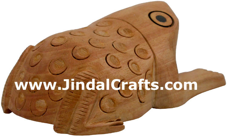 Frog - Hand Carved Wooden Animals Figures India Art