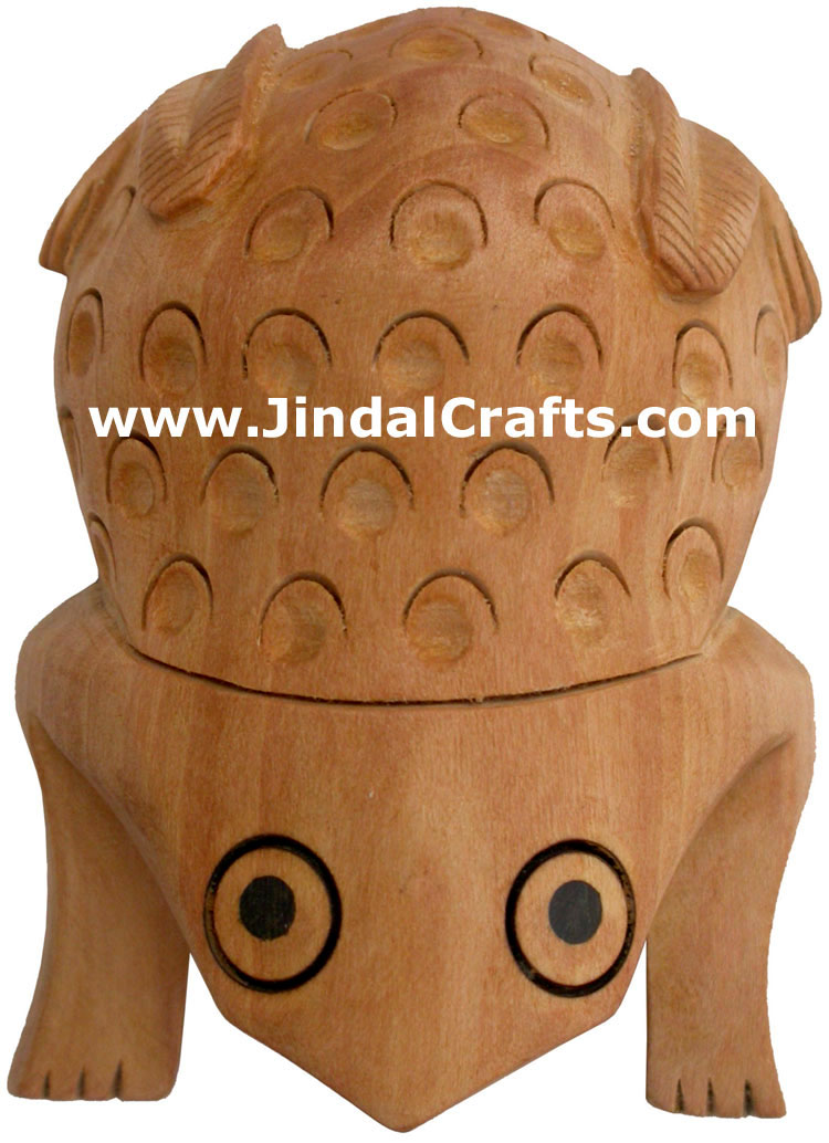 Frog - Hand Carved Wooden Animals Figures India Art