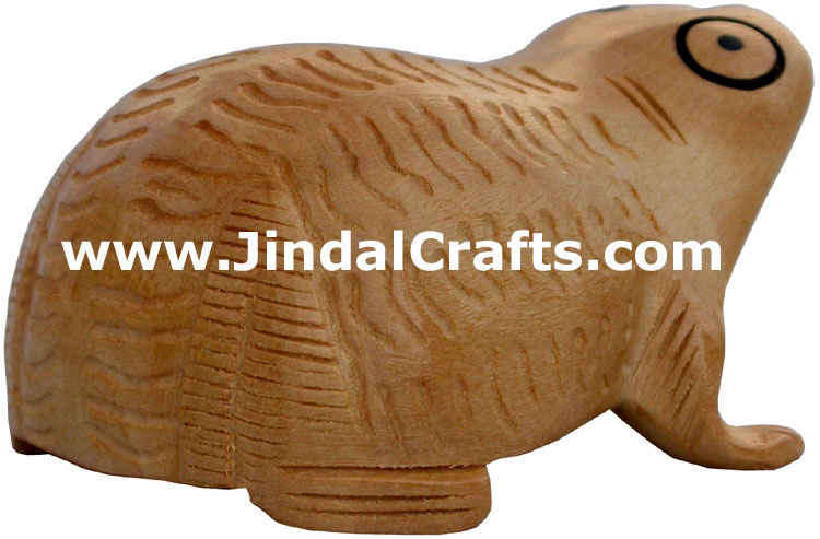 Turtle Animal Wood Carving Hand Carved Figurines India
