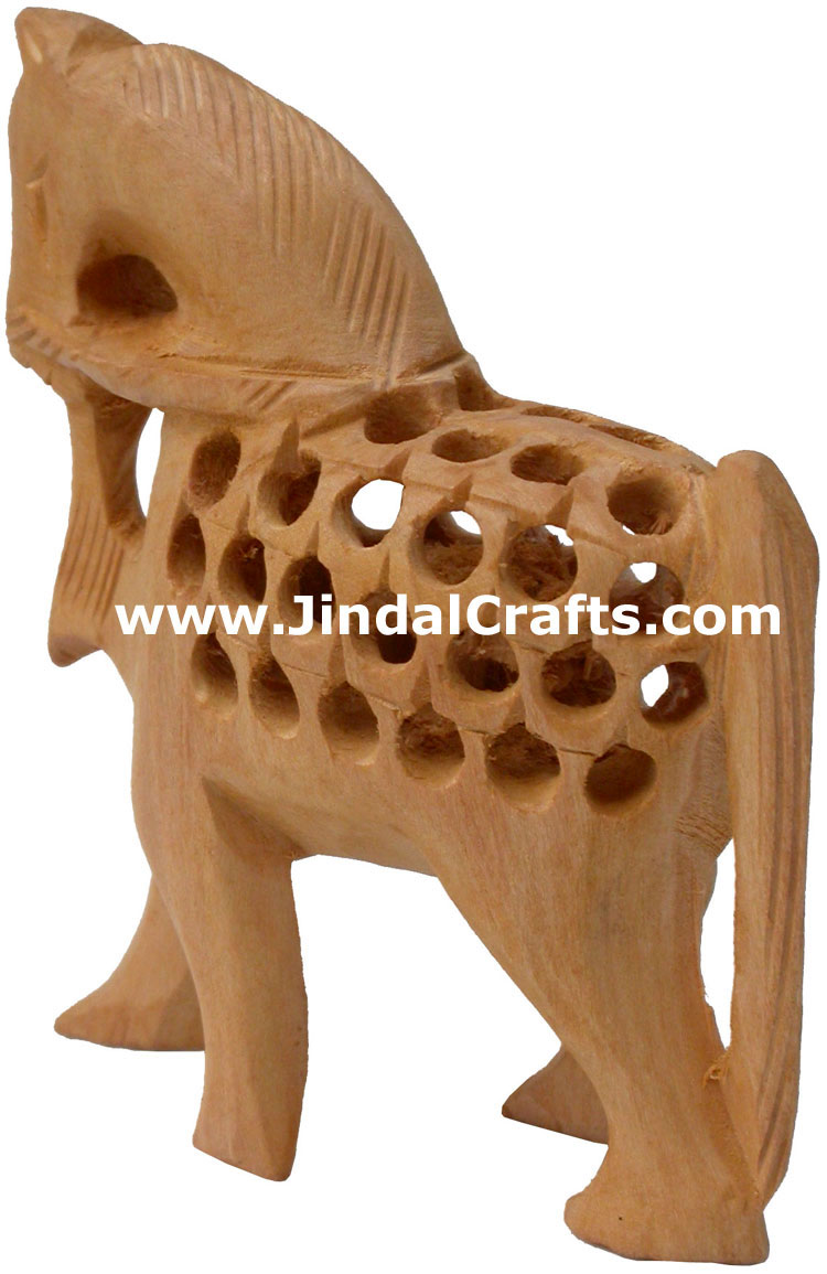 Horse - Hand Carved wooden Animals Figures India Art