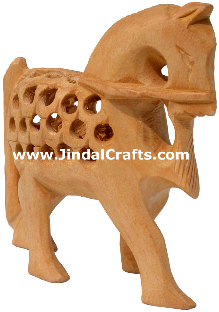 Horse - Hand Carved wooden Animals Figures India Art