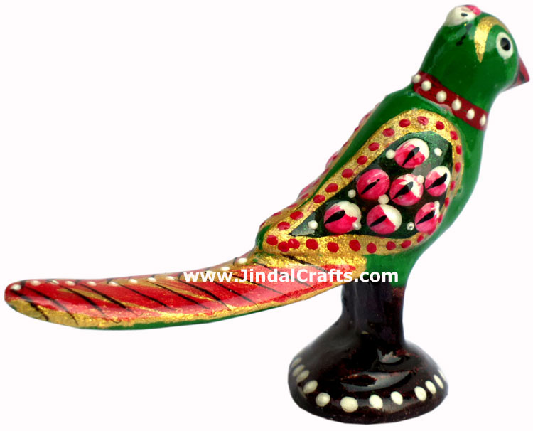 Colourful Parrot Figurine - Indian Art Craft Handicraft Figurine Hand Painted