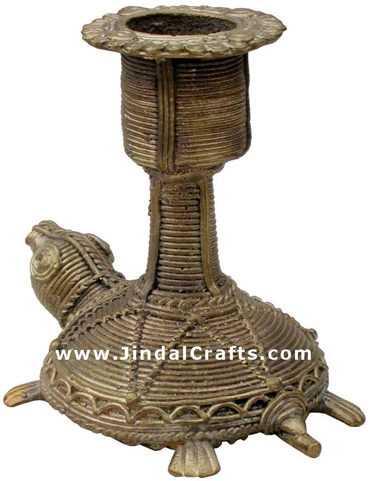 Dhokra Turtle Candle Stand - Indian Tribal Art