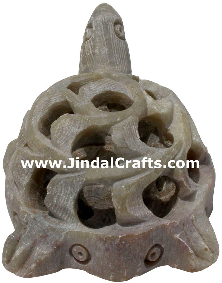 Turtle - Hand Carved Soft Stone Animals Figures India A