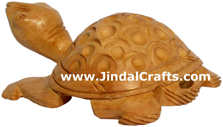 Kadam Wood Hand Carved Turtle India Artifacts Arts