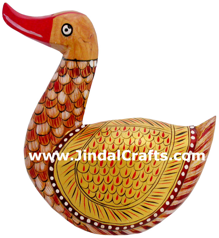 Kadam Wood Hand Carved Painted Duck - Set of 3