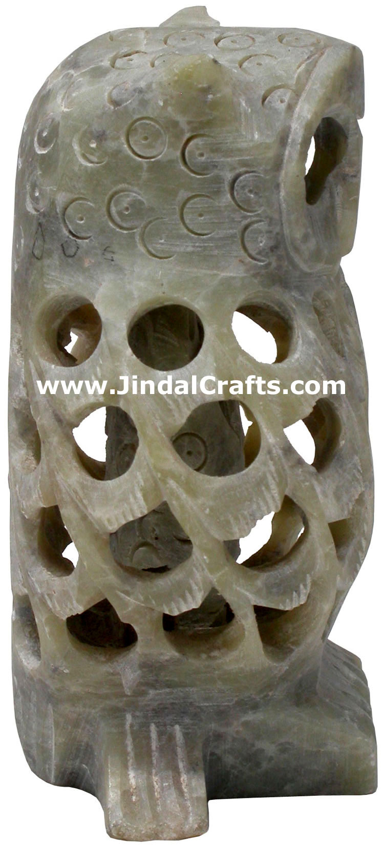 Baby Owl - Hand Carved Soft Stone Birds Figures India