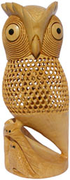 Masterpiece - Hand Carved Hollow Owl Figure Indian Carving Art Bird Figure India