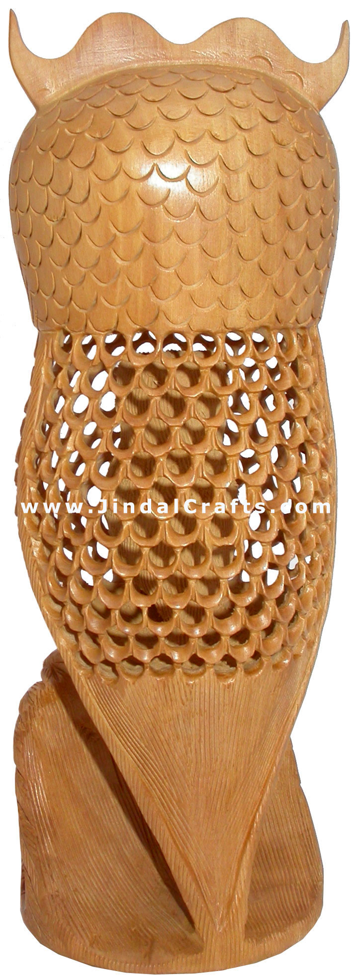 Handmade Wood Sculpture Hollow Owl Indian Carving Craft Jalli Engraving Figures