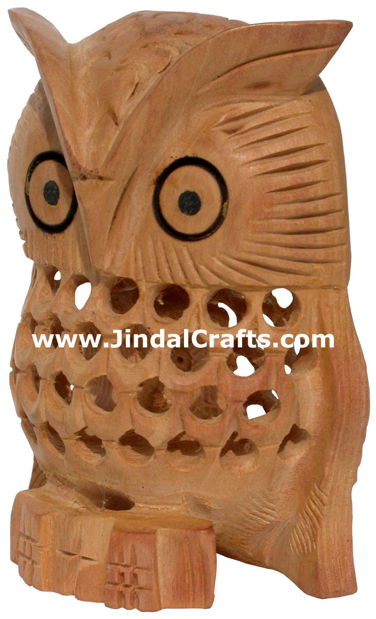 Kadam Wood Hand Carved Owl India Artifacts Arts