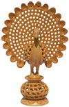 Hand Carved Wooden Sculpture Dancing Hollow Peacock India Artifact Bird Statues