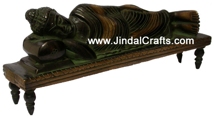 Resting Buddha Figurine Sculpture Idol Statue India Art