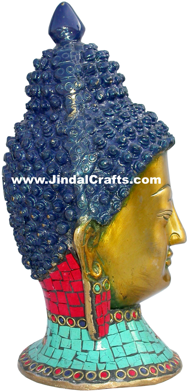 Handmade Brass Statue of Buddha Head India Brassware Handicrafts Arts Craft Idol