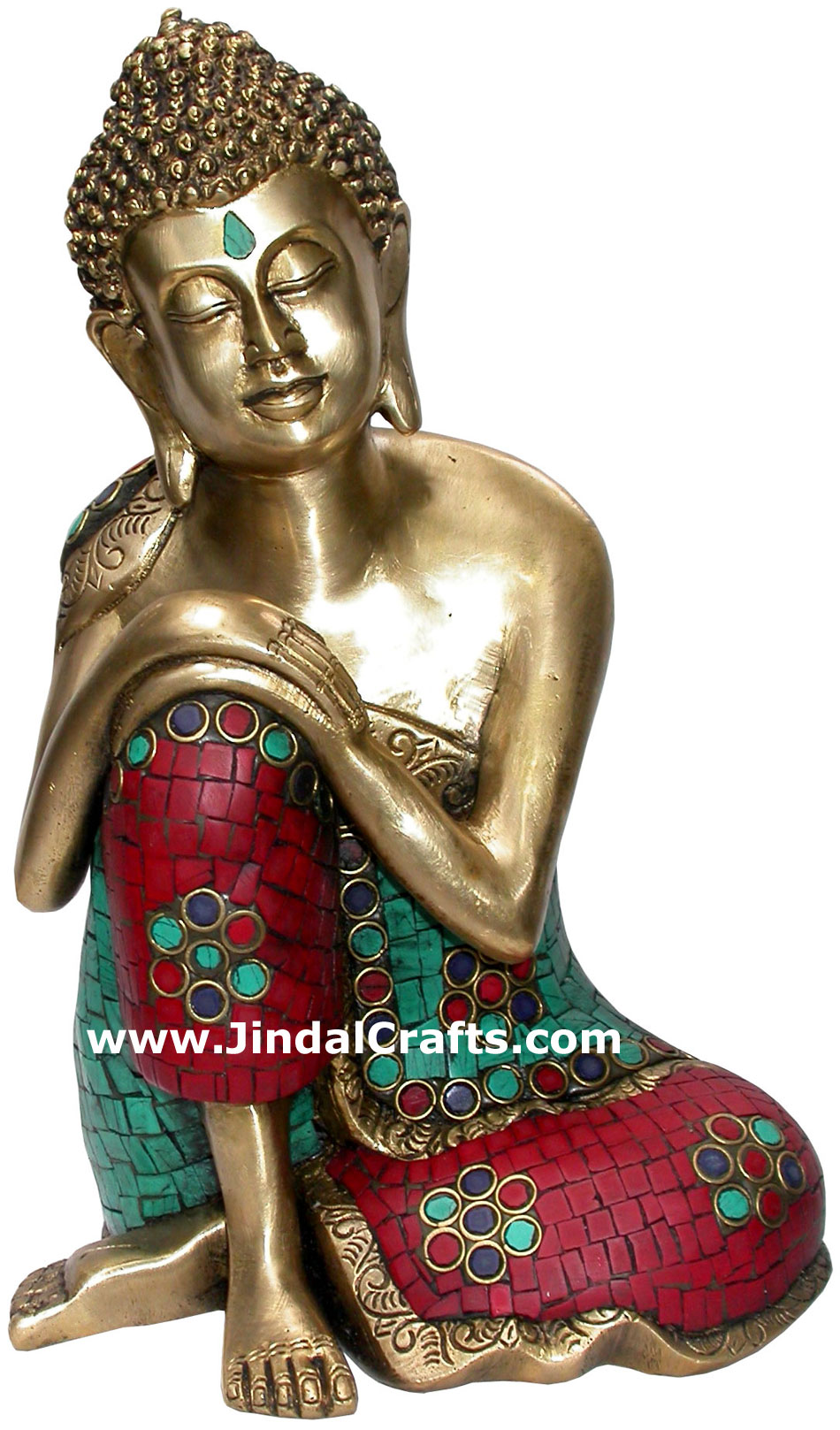 Buddha in peace - Brass Made Hand Decorated Sculpture Indian Buddhism Figurine