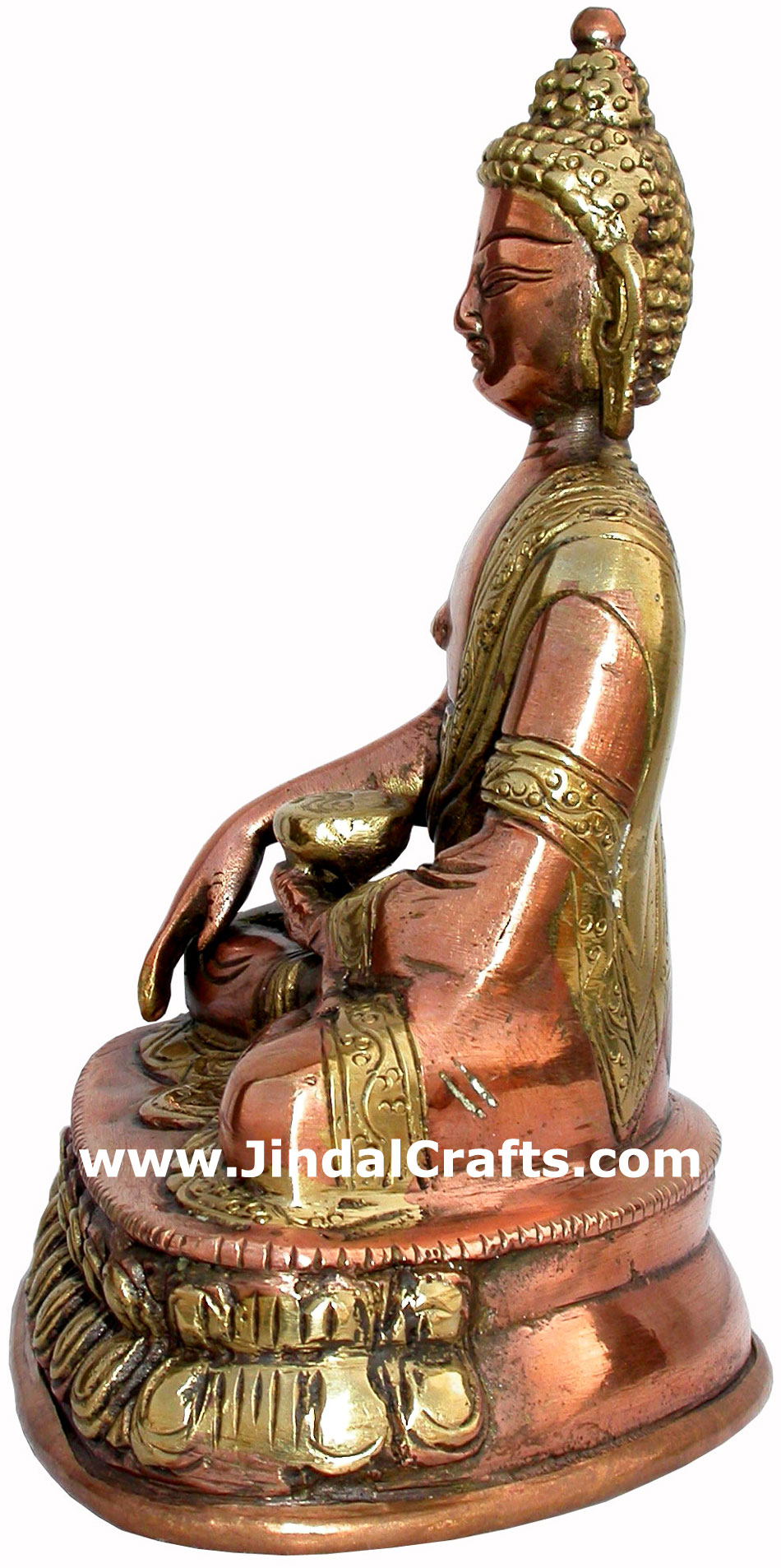 Antique Buddha Hand Carved Indian Art Craft Handicraft Home Decor Brass Figurine