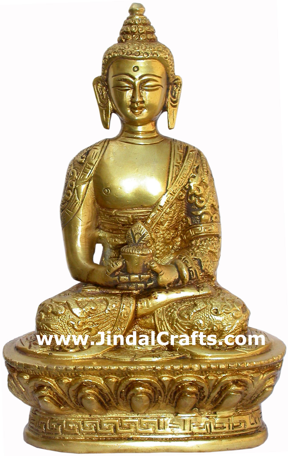 Set of 5 Buddha Figures in different postures Tibetan Brass Sculpture India Idol