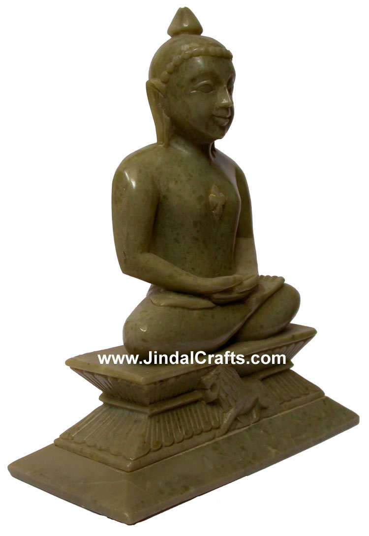 Stone Sculpture Green Stone God Parasnath Jainism Statue India Art Stone Carving