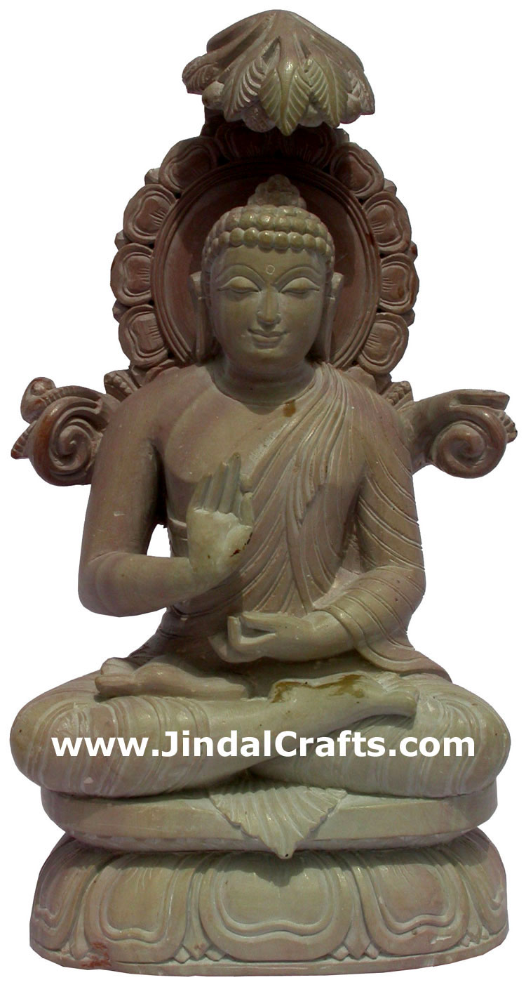 Master Piece - Hand Carved Pink Stone Buddha Statues India Decoration Stone Art