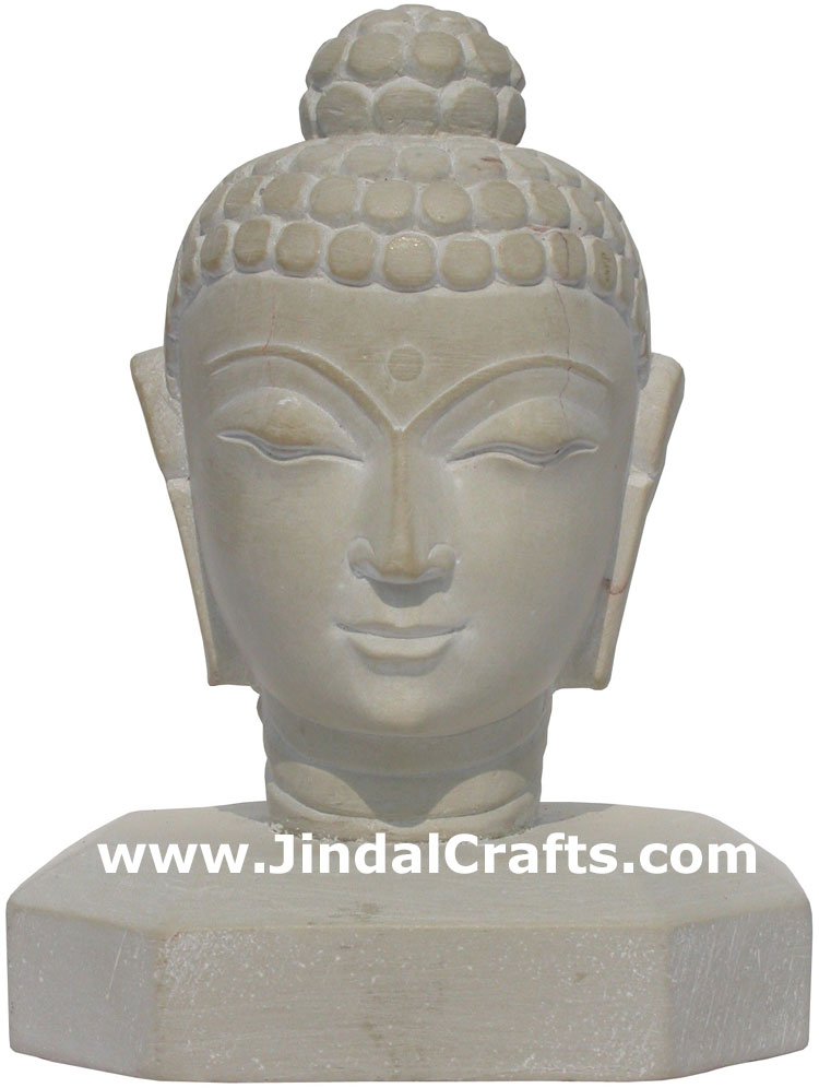 Hand Carved Stone Gautam Buddha Head India Tibetan Sculpture Statue Figurine Art