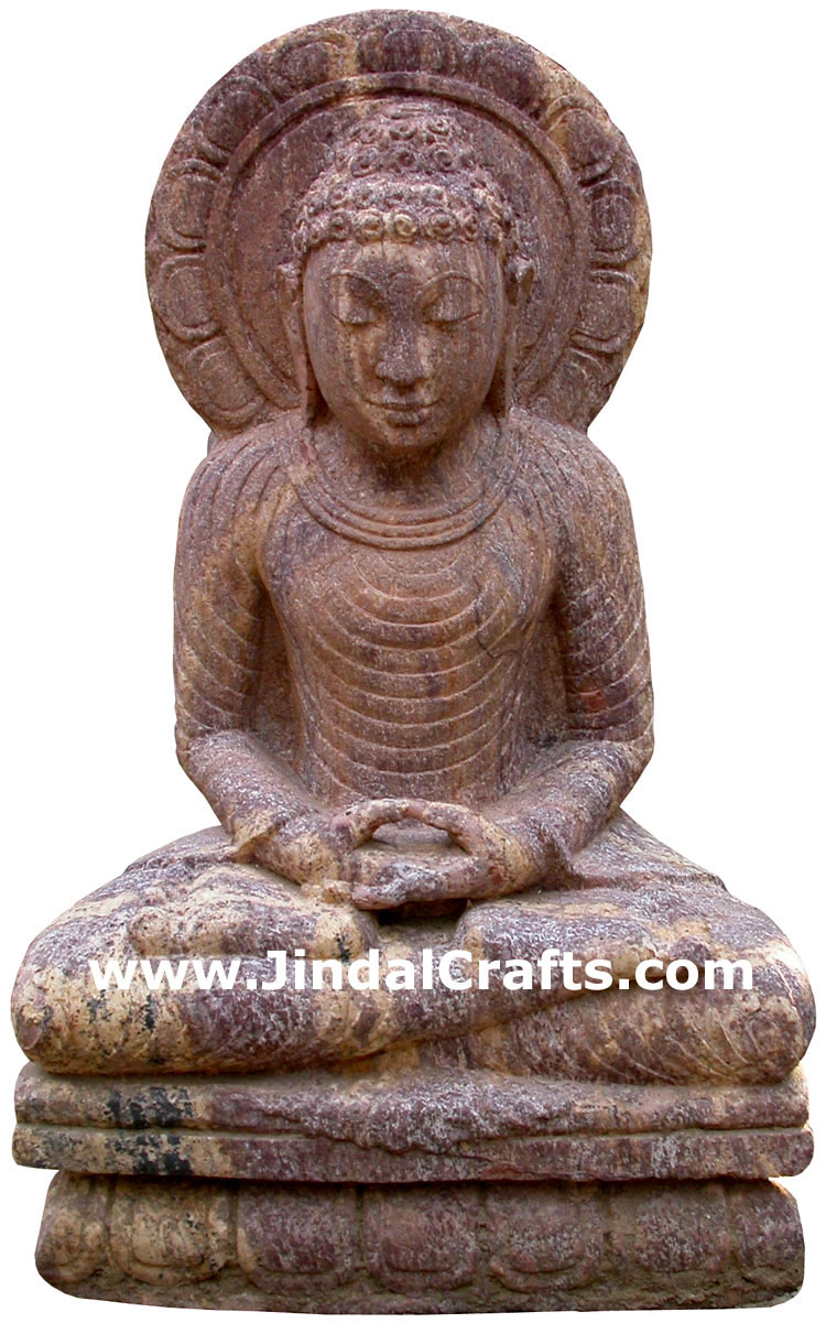Hand Carved Stone Gautam Buddha Garden Statue India Art