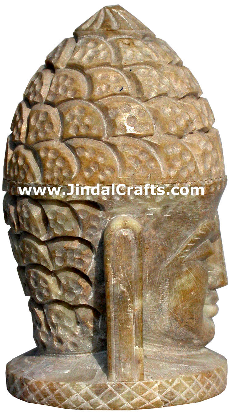 Lord Buddha Figure cum Utility Box Hand Carved Stone Statues Buddhist Handicraft