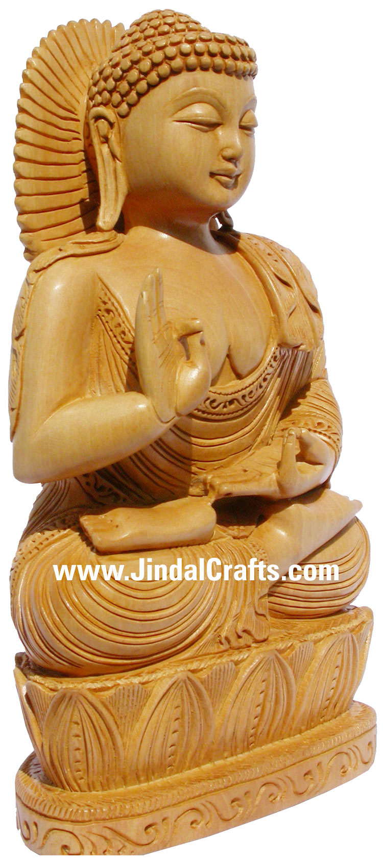 Masterpiece - Wood Handcarved Sculpture Buddha Statuette Indian Buddhism Crafts