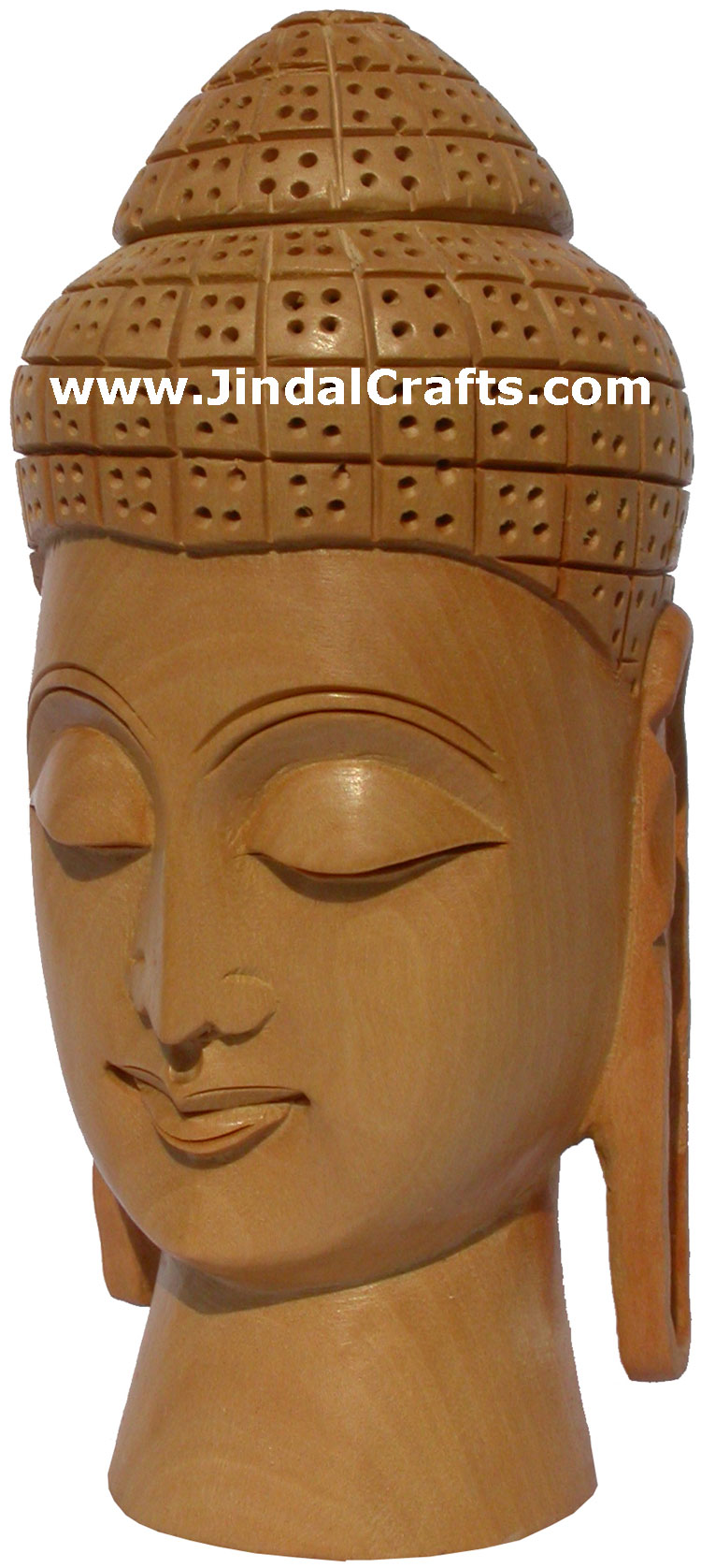 Wood Sculpture Buddha Bust Figurine India Hindu Art Hand Carved Buddhism Crafts