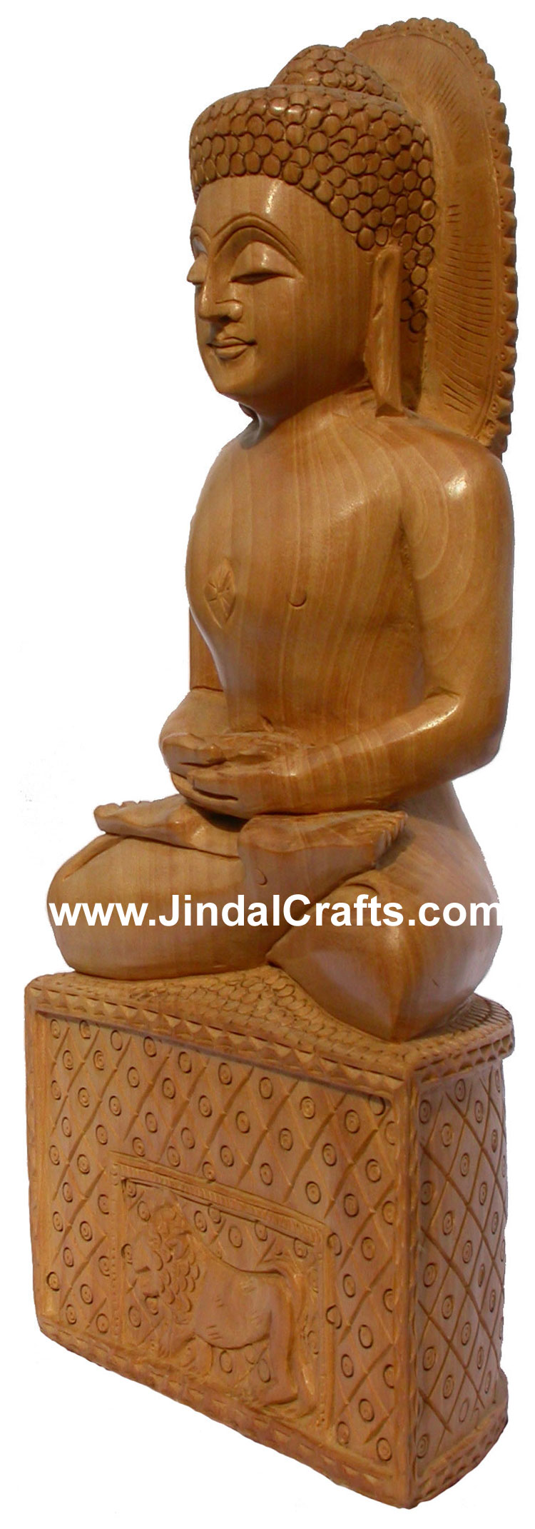 Wood Sculpture Meditating Buddha India Buddhist Art