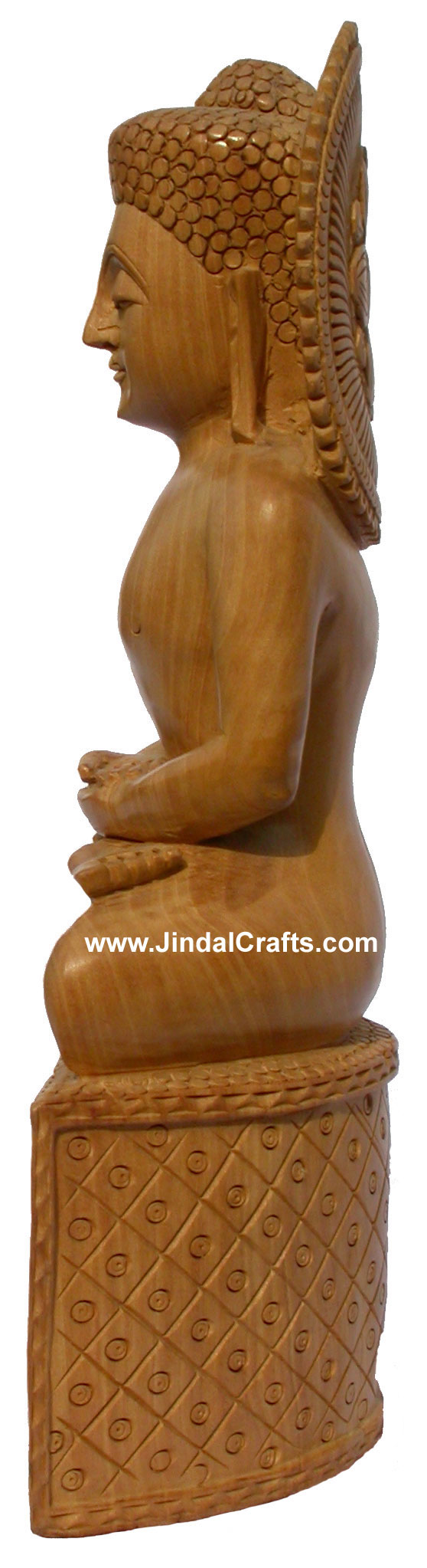 Wood Sculpture Meditating Buddha India Buddhist Art