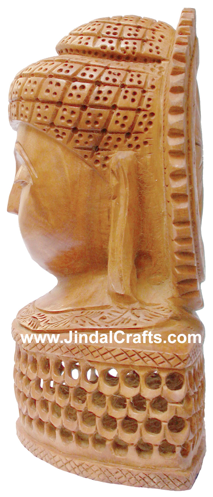 Wood Sculpture Handmade Buddha head with Hollow Chest