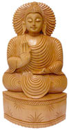 Wood Sculpture Hand Carved Blessings Buddha Statue Indian Handicraft Idol Crafts