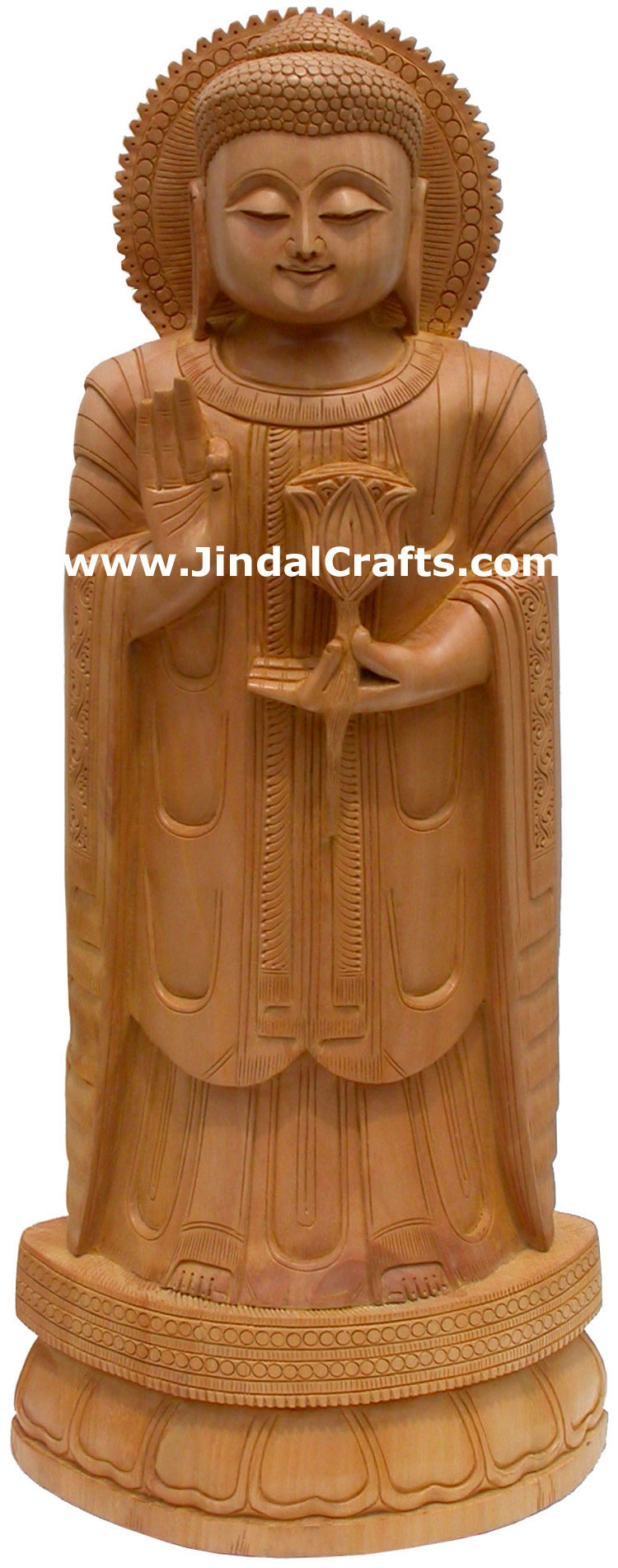 Masterpiece - Hand Carved Wooden Buddha Sculpture Indian Statue Art Tibetan Arts