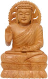 Wood Hand Carved Gautam Buddha Figurine India Carving Art Buddhism Handicrafts